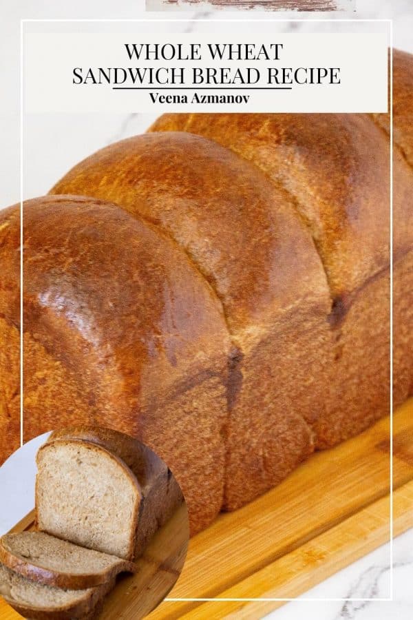 Pinterest image for making sandwich whole grain bread.