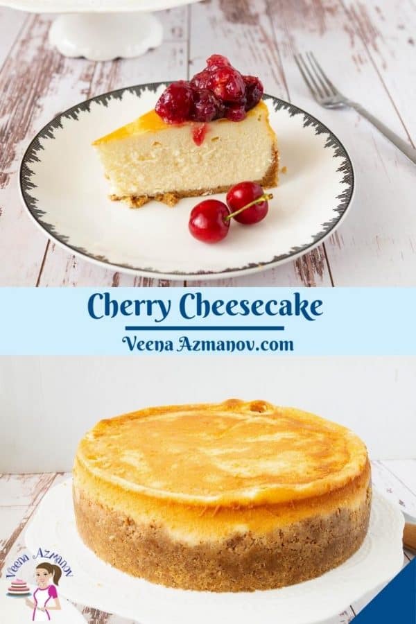 Pinterest image for cherry cheesecake.