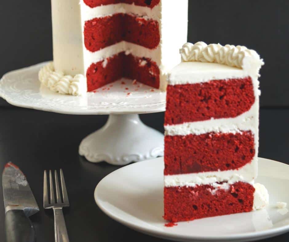 Homemade Cake Recipe Vanilla with a hint of cocoa and red food color, red velvet cake