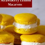 Pinterest image for lemon strawberry macarons.