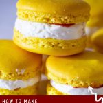 Pinterest image for lemon strawberry macarons.