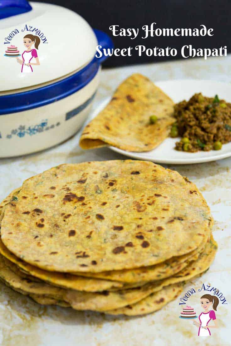 A stack of chapatis on a table.