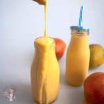 Mango lassi in a bottle.
