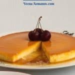 Pinterest image for apricot flan.