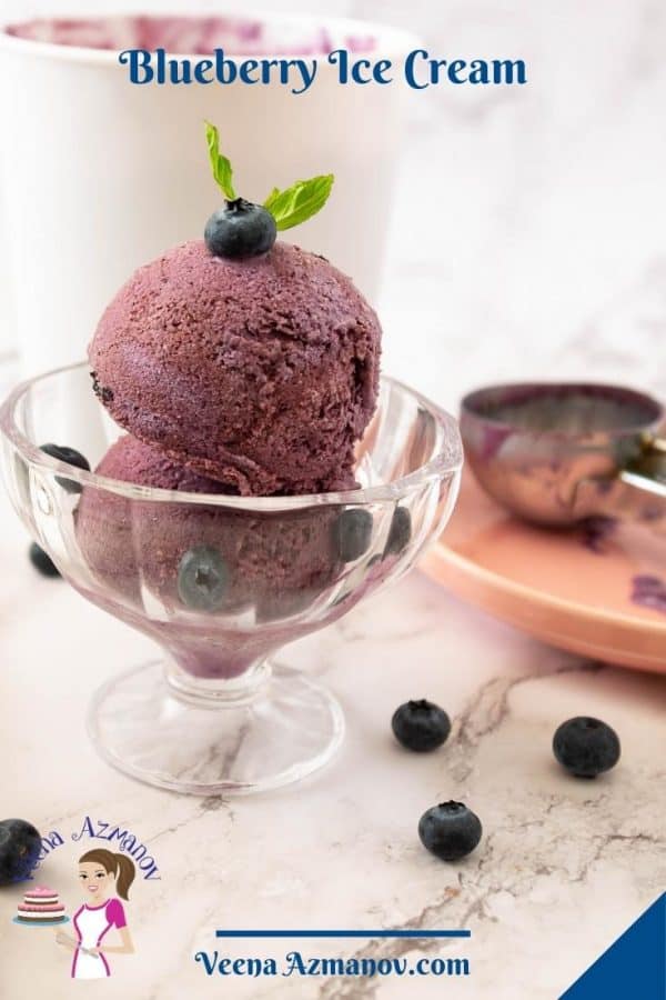 Pinterest image for blueberry ice cream.