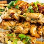 Pinterest image for chicken tikka or Malai kebabs.