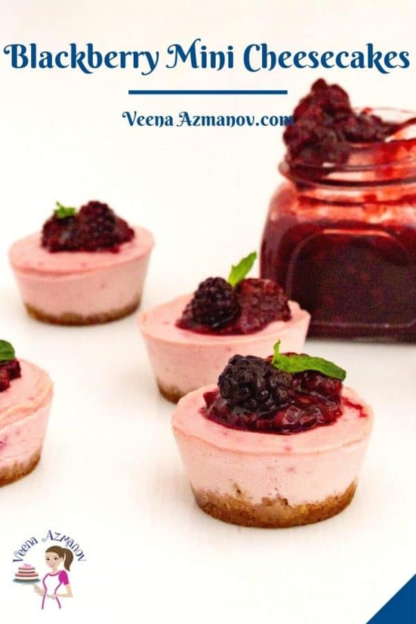 Pinterest image for blackberry cheesecakes.