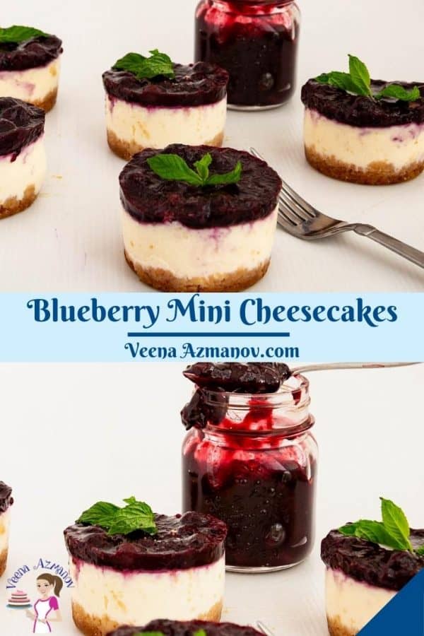 Pinterest image for mini cheesecakes with blueberries.