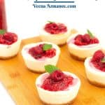 Pinterest image for raspberry mini cheesecakes.