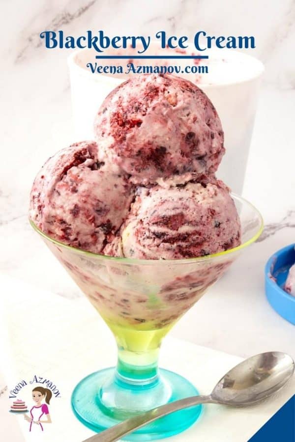 Pinterest image for blackberry no churn ice cream.