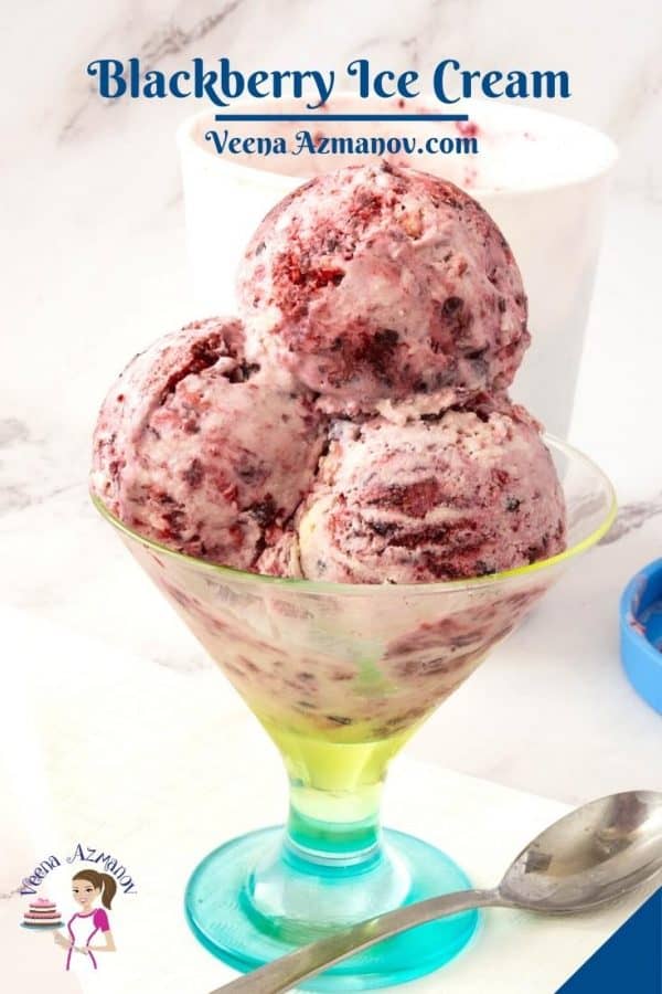 Pinterest image for blackberry ice cream.