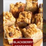 Pinterest image for blackberry nectarine cake.