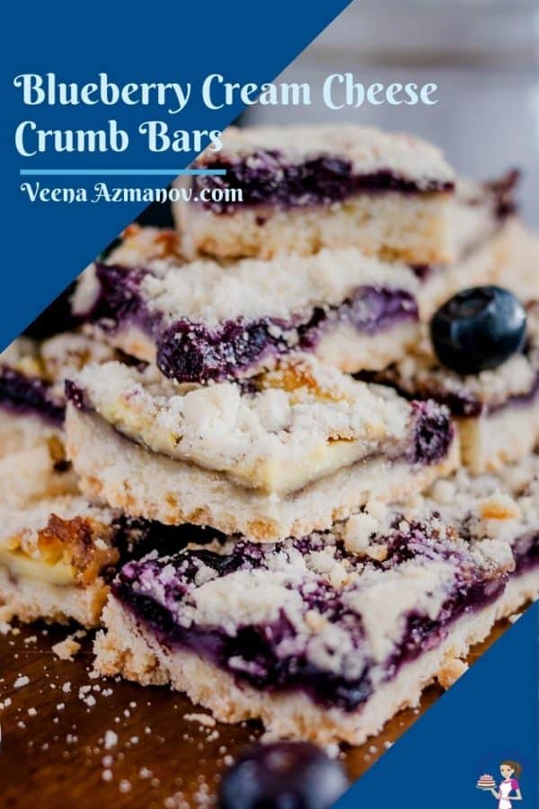 Pinterst image for bars with blueberries