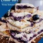 Pinterest image for bars with cream cheese and blueberries