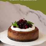 Pinterest image for Chocolate Cherry Cheesecake.