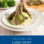 Pinterest image for lamb chops grilled with mint.