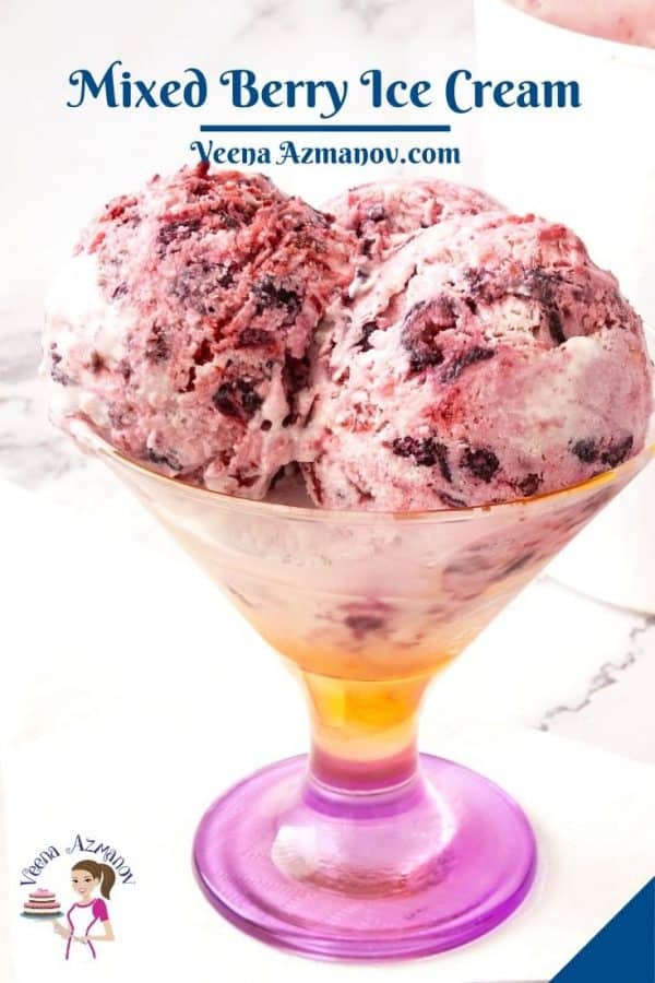 Pinterest image for mixed berry ice cream.