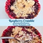 Pinterest image for raspberry fruit crumbles.