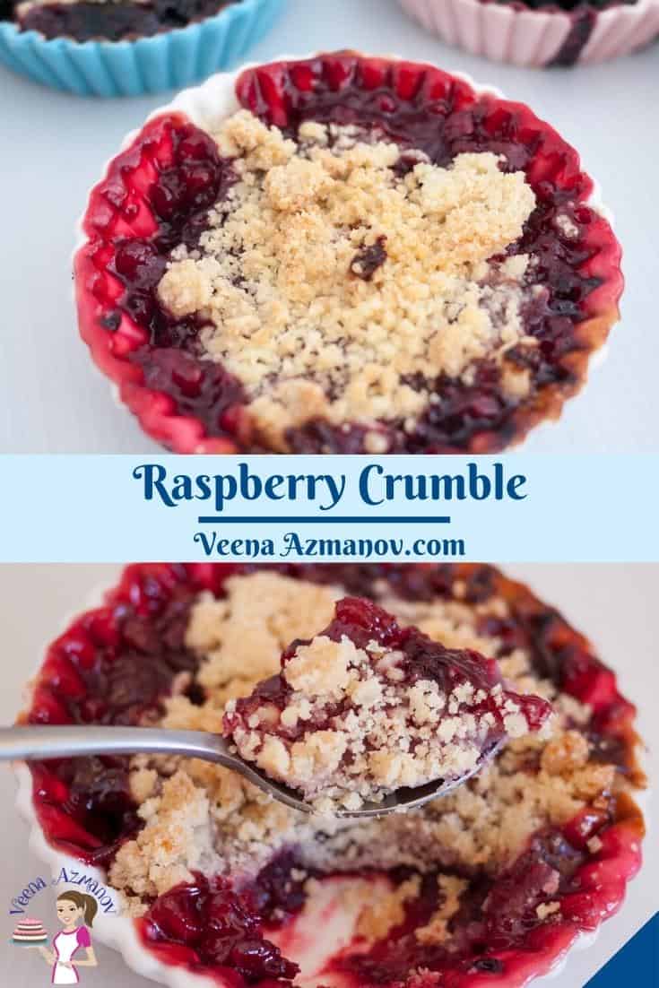 Pinterest image for raspberry fruit crumbles.