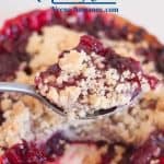 Pinterest image for raspberry fruit crumbles.