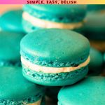 Pinterest image for blueberry macarons.