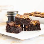 Brownie bars with walnuts and chocolate.