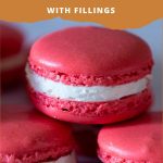 Pinterest image for pink raspberry macarons.