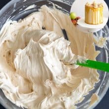a bowl with caramel buttercream.