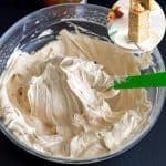 A bowl with caramel frosting.