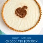 Pinterest image for tart with pumpkin and chocolate.