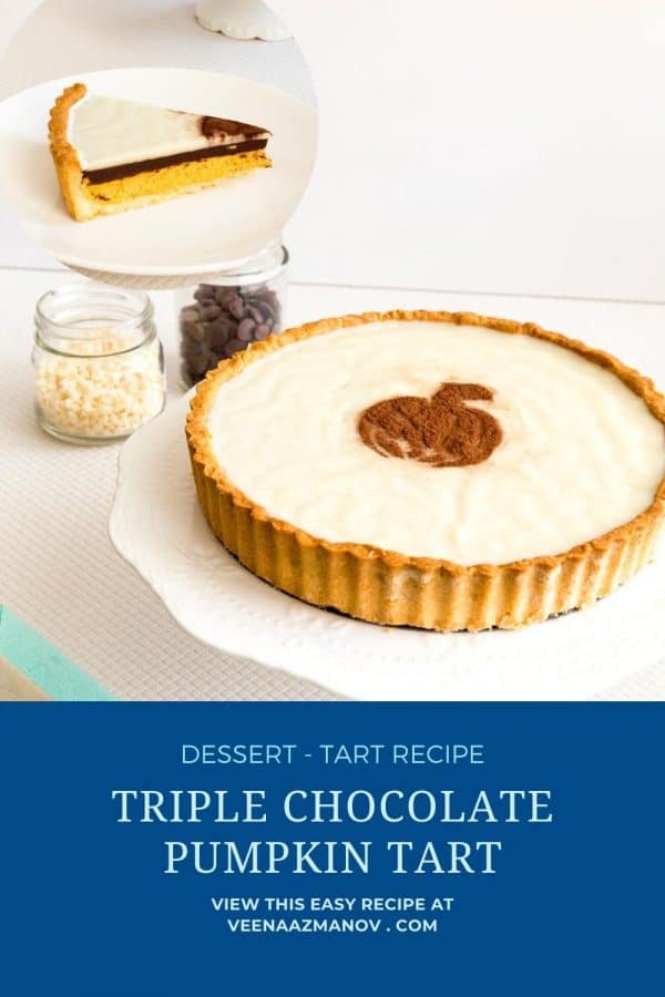 Pinterest image for chocolate pumpkin tart.