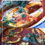 Pinterest image for fish with tomato sauce