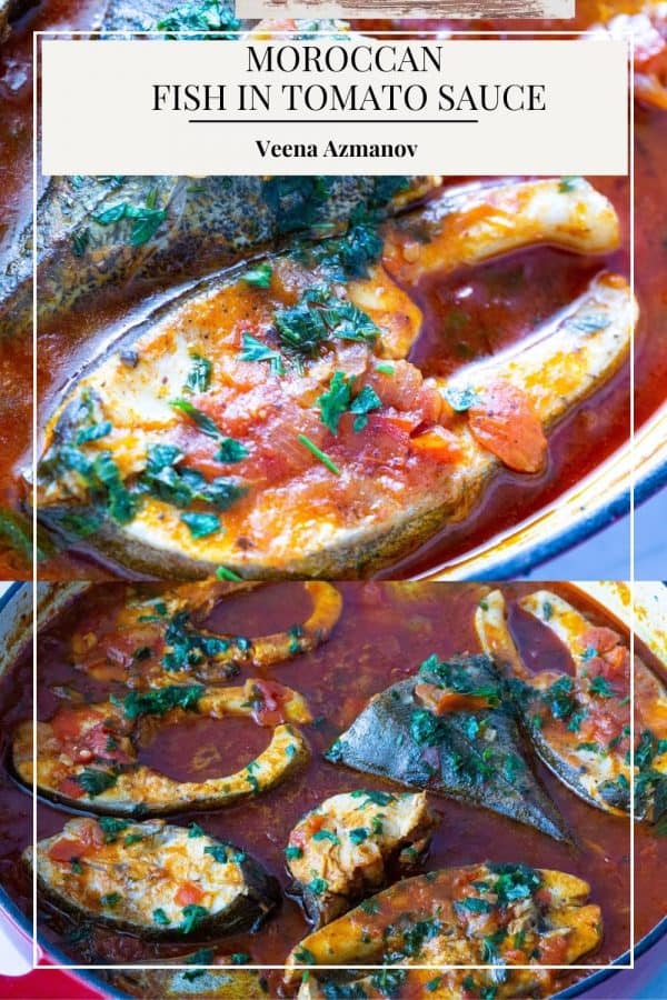 Pinterest image for fish with tomato sauce