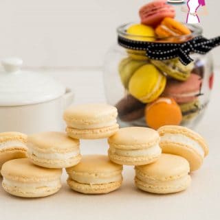 An image optimized for social media share for these Classic Vanilla French Macaron Recipe with my No-fail recipe and step by step video tutorial