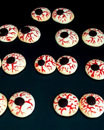 Halloween cookies on a table.