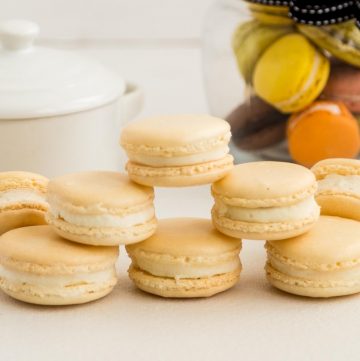 Macarons on the table with buttercream
