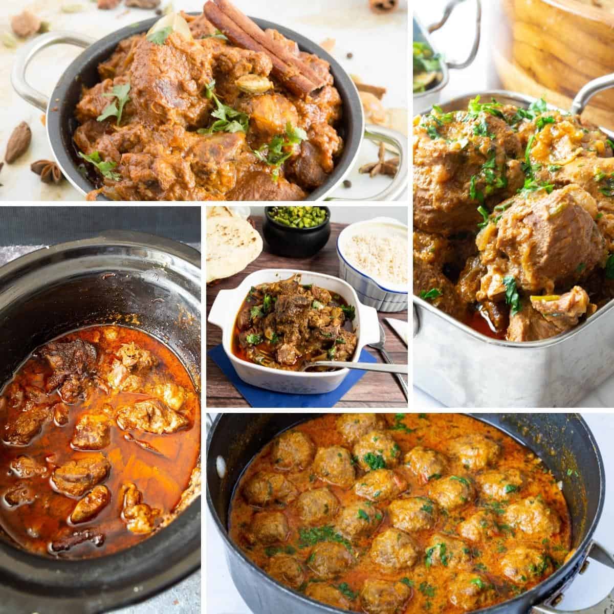 A collage with Indian curries.