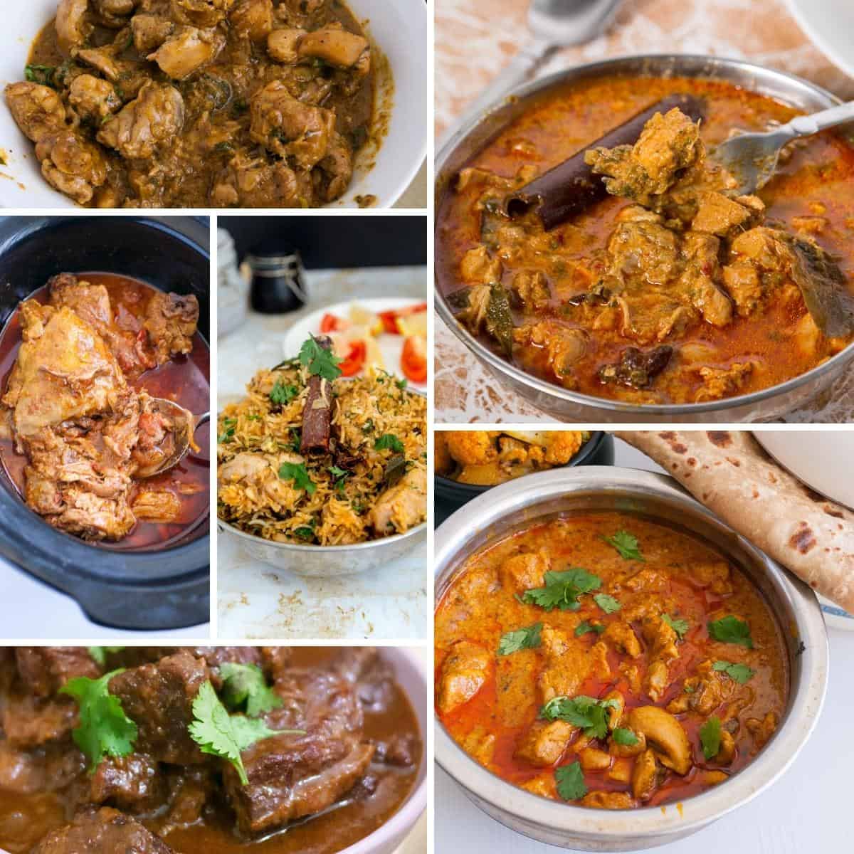 A collage with Indian Curries.