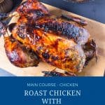 Pinterest image for maple roasted chicken.