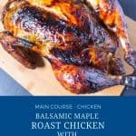 Pinterest image for roasted maple chicken with veggies.