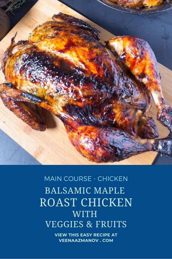 Pinterest image for roasted maple chicken with veggies.