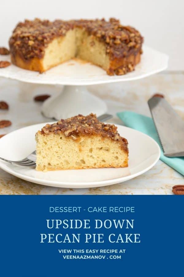 Pinterest image for an upside down cake with pecan pie.