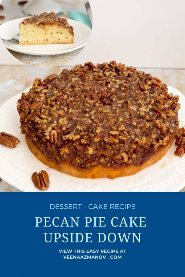 Pinterest image for upside down pecan cake.