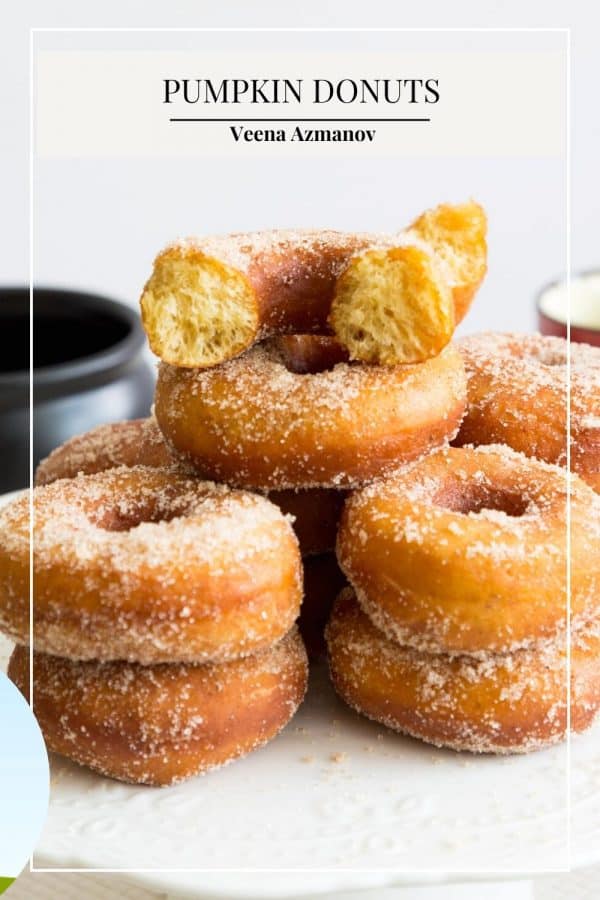 Pinterest image for cinnamon sugar pumpkin donuts.