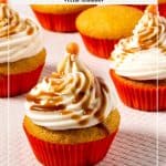 Pinterest image for pumpkin cupcakes.
