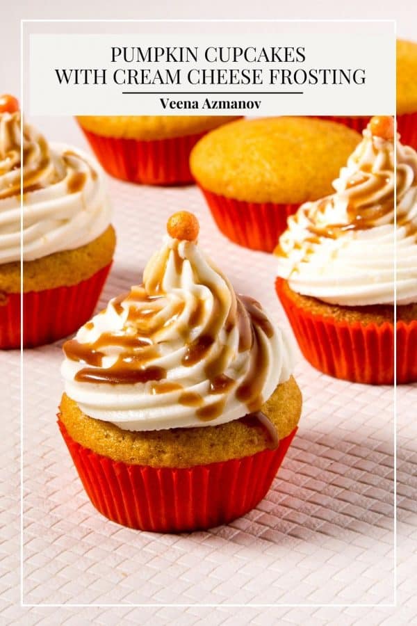 Pinterest image for pumpkin cupcakes.