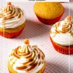 Pinterest image for pumpkin cupcakes.