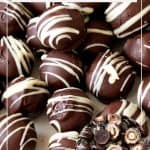 Pinterest image for Truffles with marzipan and chocolate.