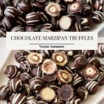 Pinterest image for Truffles with marzipan and chocolate.
