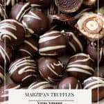 Pinterest image for Truffles with marzipan and chocolate.